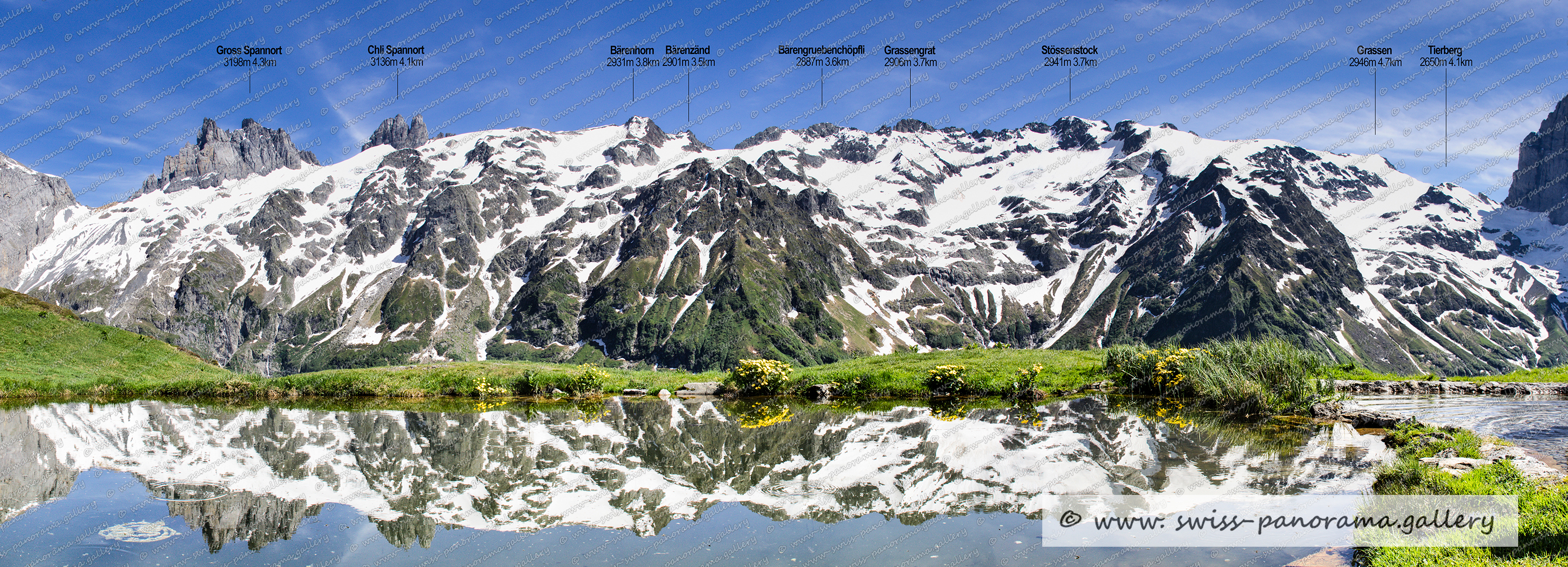 Switzerland Fürenalp panorama, ENgelberger Tal, Grosser und Kleiner Spannort, Hinter Schlossberg und Totlis