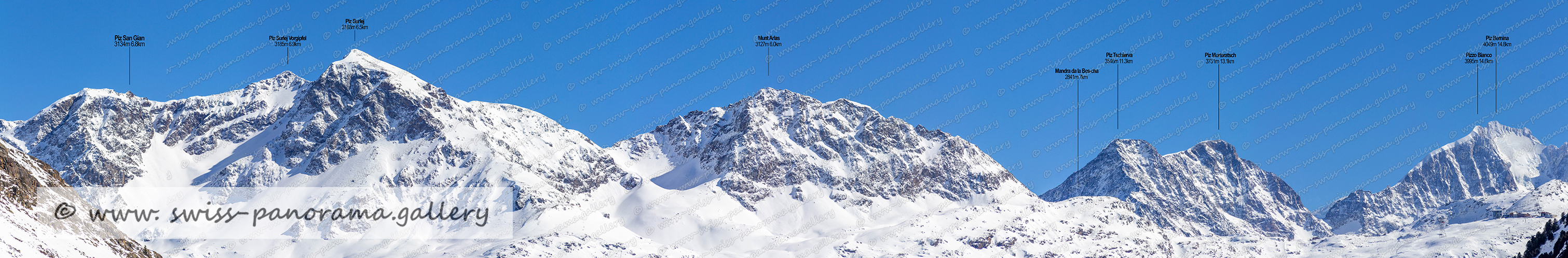 Panorama Panorama Julierpass Blick auf Piz Tschierva, Piz Morteratsch und Piz Bernina
