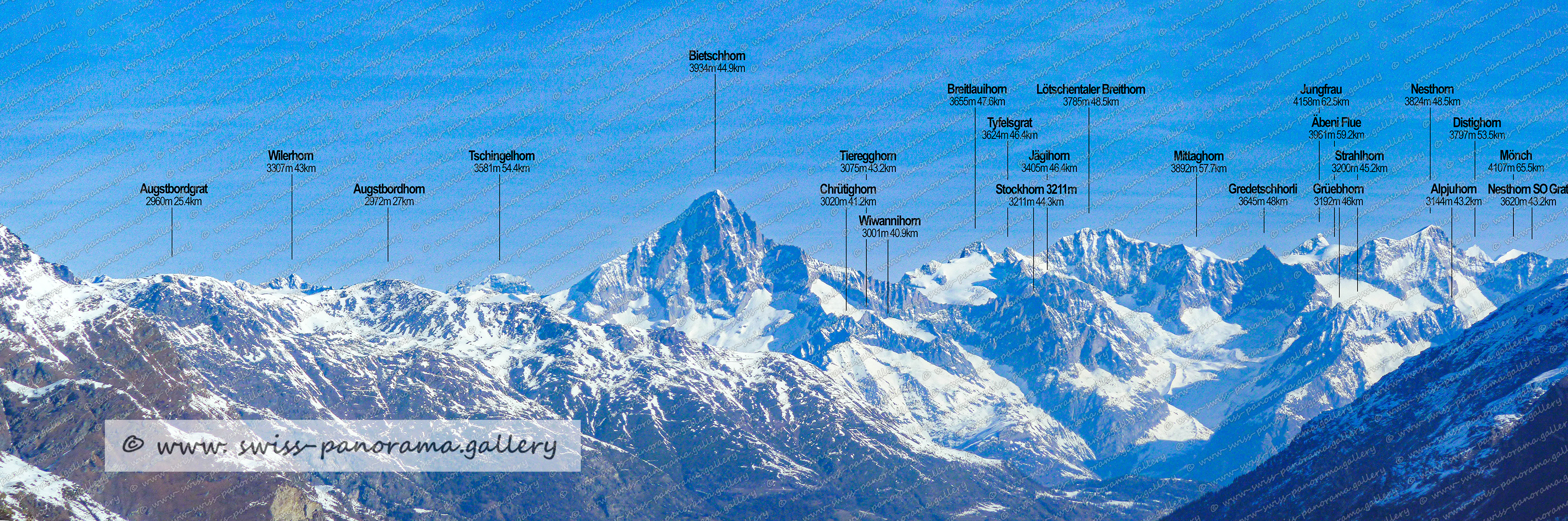 Switzerland Zermatt Blick von Riffelberg zu Bietschhorn