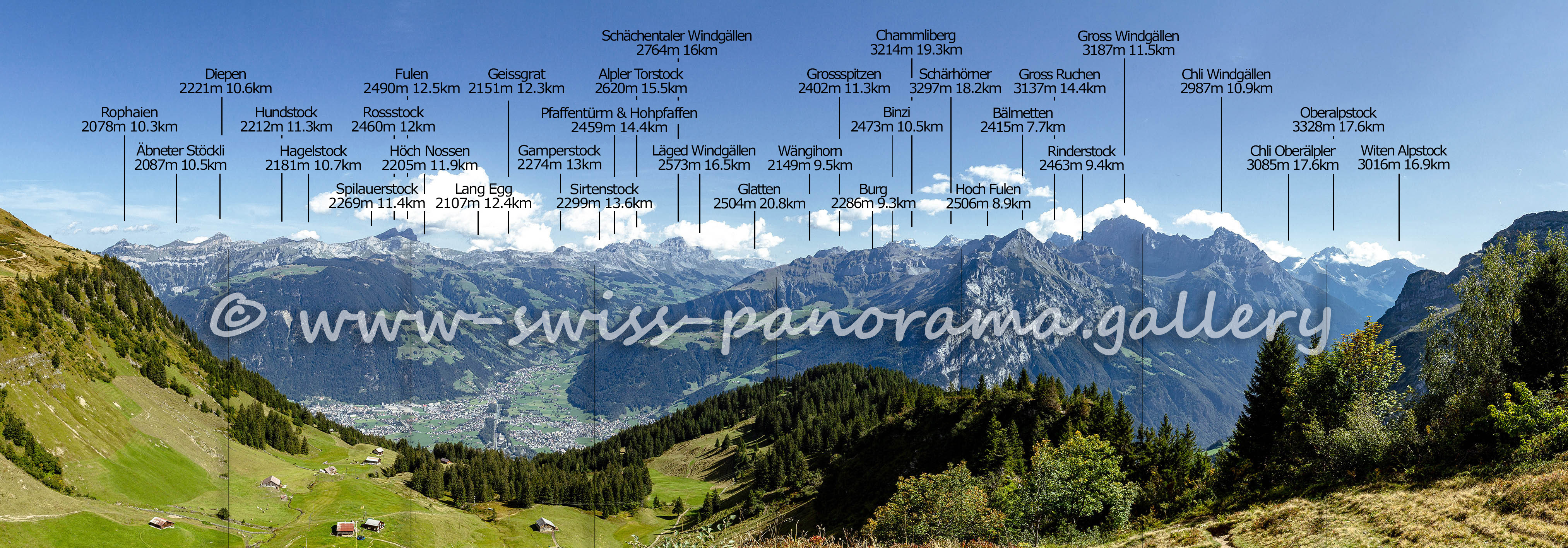 Alpenpanorama von der Alp Grat oberhalb Brüsti, Urner Alpen, swiss-panorama.gallery