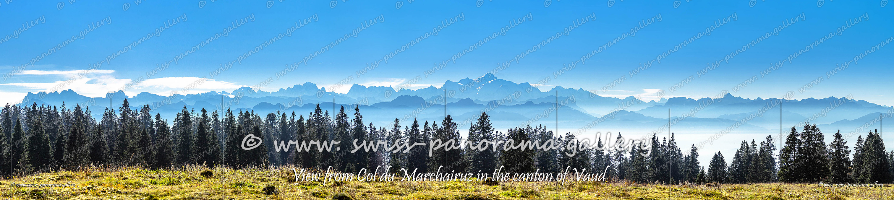Switzerland panorama Col du Marchairuz panorama Mont Blanc massif