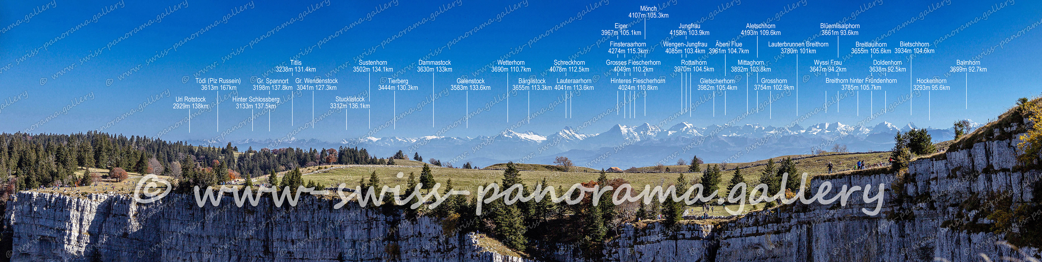 Switzerland panorama Creux du Van Alpenpanorama Fernsicht vom Creux du Van zu den Bergen Alpen