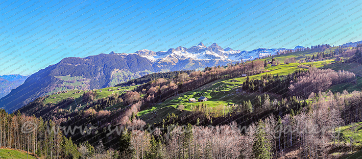 Gebirgsfaltung der Gitshen Südwand Gitschenberg Schweizer Alpenpanorama