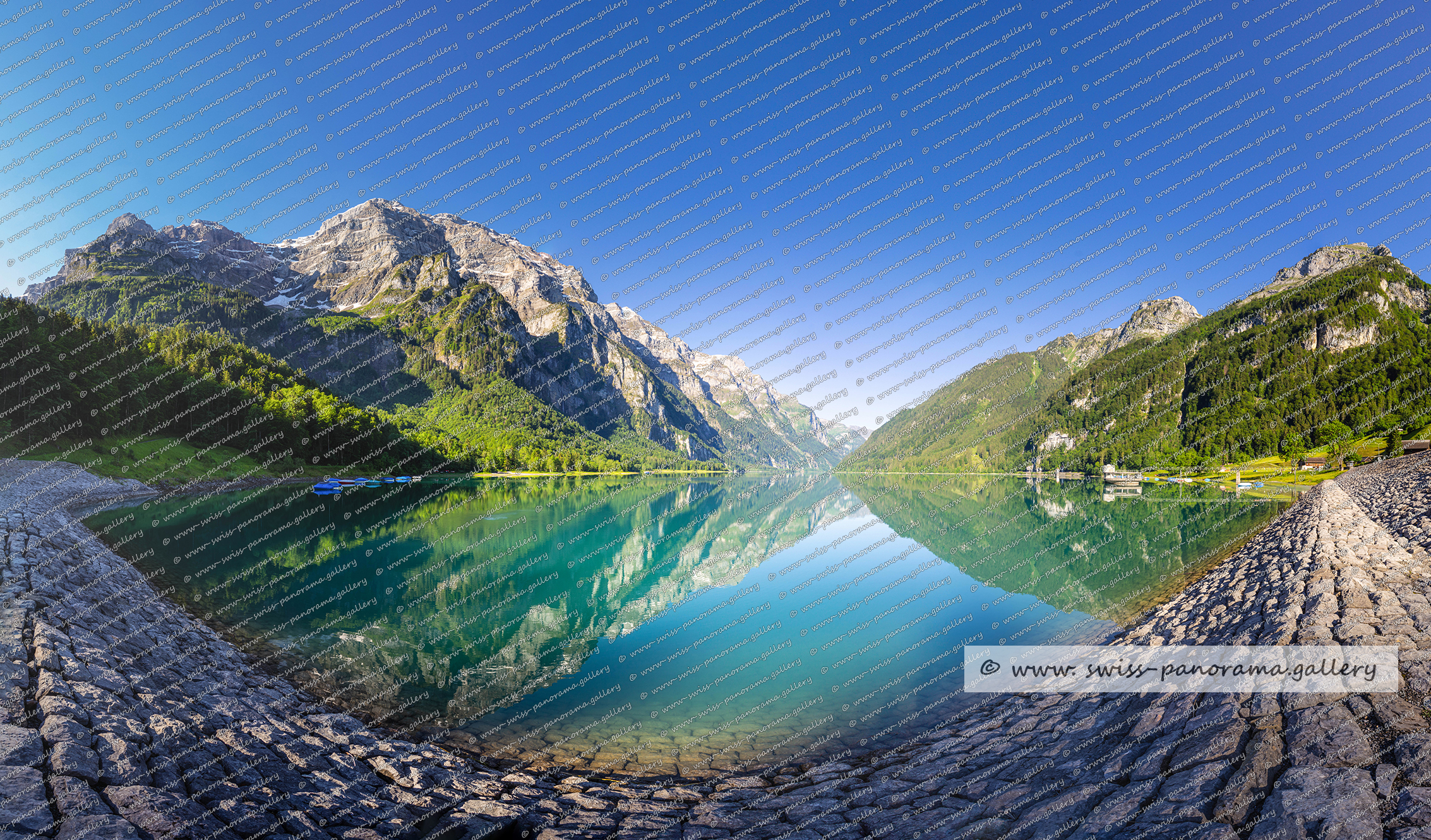 Glärnisch Massiv Spiegelung Klöntalersee Glarner Alpen Panorama Alpenpanorama