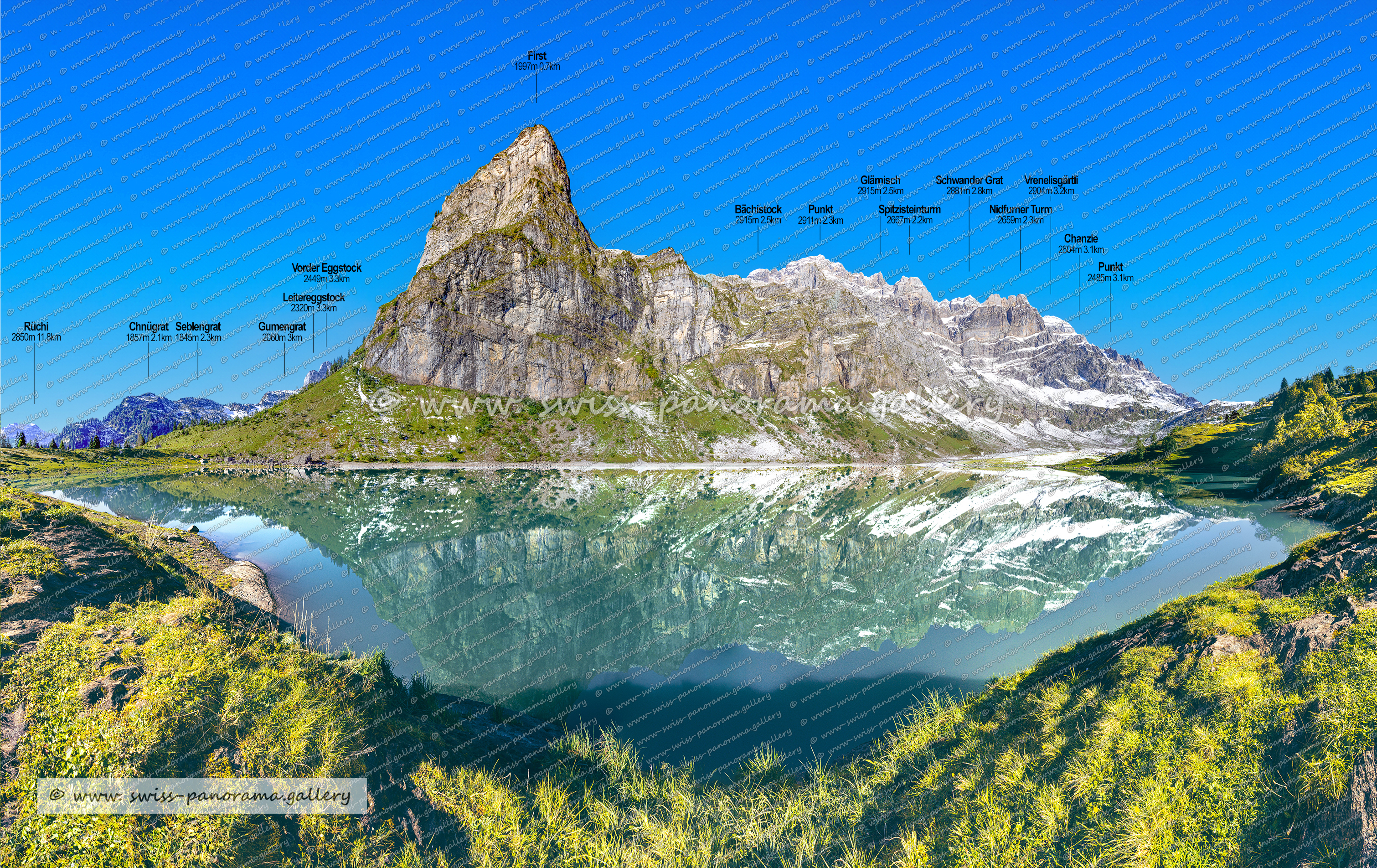 Panoramic picture of the Swiss Alps, Panoramic pjhotos oft he Swiss Alps, Glarus Süd, Glarner Grosstal, Brunnenberg, Schweizer Bergpanoraman, Glarner Alpenpanorama, Beschriftetes Schweizer Alpenpanorama, Glärnisch Massiv, Vrenelisgärtli 2904m, Nidfurner Turm 2659m Glärnisch, Spitzisteinturm 2667m   Glärnisch, Chnügrat 1857m Braunwald, Seblengrat 1845m Braunwald, Rüchi 2850m, Schwander Grat 2881m, Glärnisch 2915m, Bächistock 2915m,  Gumengrat 2060m  Braunwald, Vorder Eggstock 2449m, Leitereggstock  2320m   Leitereggstogg Braunwald,  Chanzle 2604m  unterhalb Vrenelisgärtli,  Luftseilbahn Luchsingen Brunnenberg,  swiss panorama, gallery, Famous Swiss Alps, Swiss Panorama Gallery, labelled mountain panorama from Switzerland, Swiss Panorama Gallery