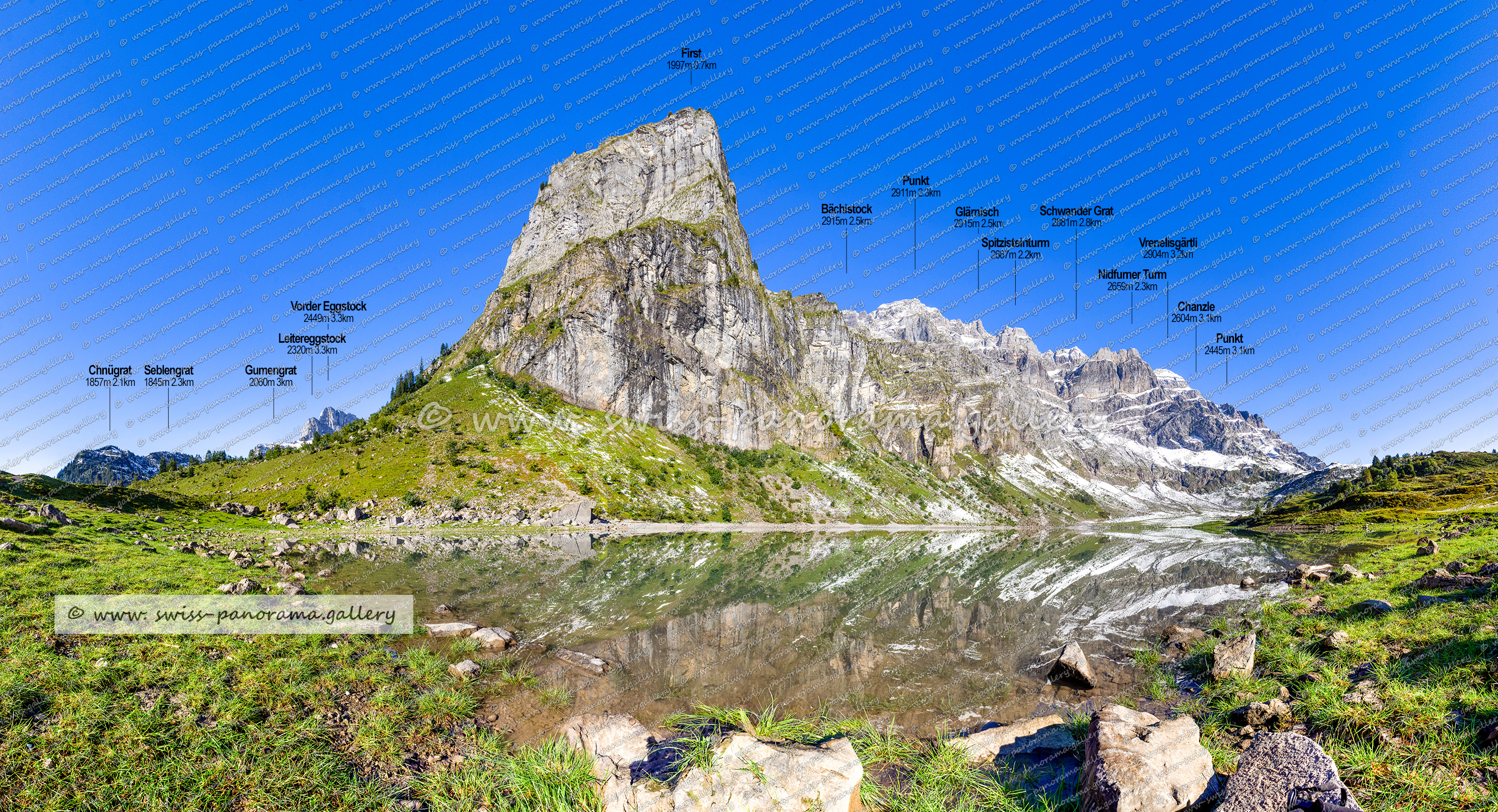 Panoramic picture of the Swiss Alps, Panoramic pjhotos oft he Swiss Alps, Glarus Süd, Glarner Grosstal, Brunnenberg, Schweizer Bergpanoraman, Glarner Alpenpanorama, Beschriftetes Schweizer Alpenpanorama, Glärnisch Massiv, Vrenelisgärtli 2904m, Nidfurner Turm 2659m Glärnisch, Spitzisteinturm 2667m   Glärnisch, Chnügrat 1857m Braunwald, Seblengrat 1845m Braunwald, Rüchi 2850m, Schwander Grat 2881m, Glärnisch 2915m, Bächistock 2915m,  Gumengrat 2060m  Braunwald, Vorder Eggstock 2449m, Leitereggstock  2320m   Leitereggstogg Braunwald,  Chanzle 2604m  unterhalb Vrenelisgärtli,  Luftseilbahn Luchsingen Brunnenberg,  swiss panorama, gallery, Famous Swiss Alps, Swiss Panorama Gallery, labelled mountain panorama from Switzerland, Swiss Panorama Gallery