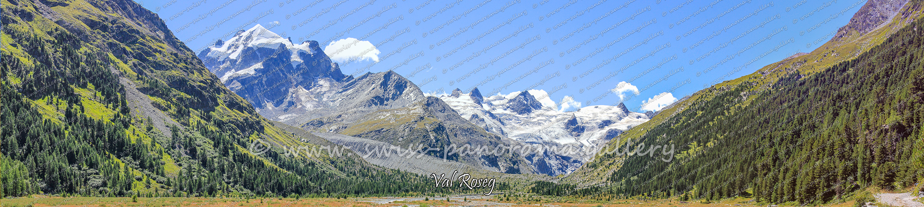Switzerland panorama Val Roseg, Panorama Val Roseg, Alpenpanorama Oberengadin