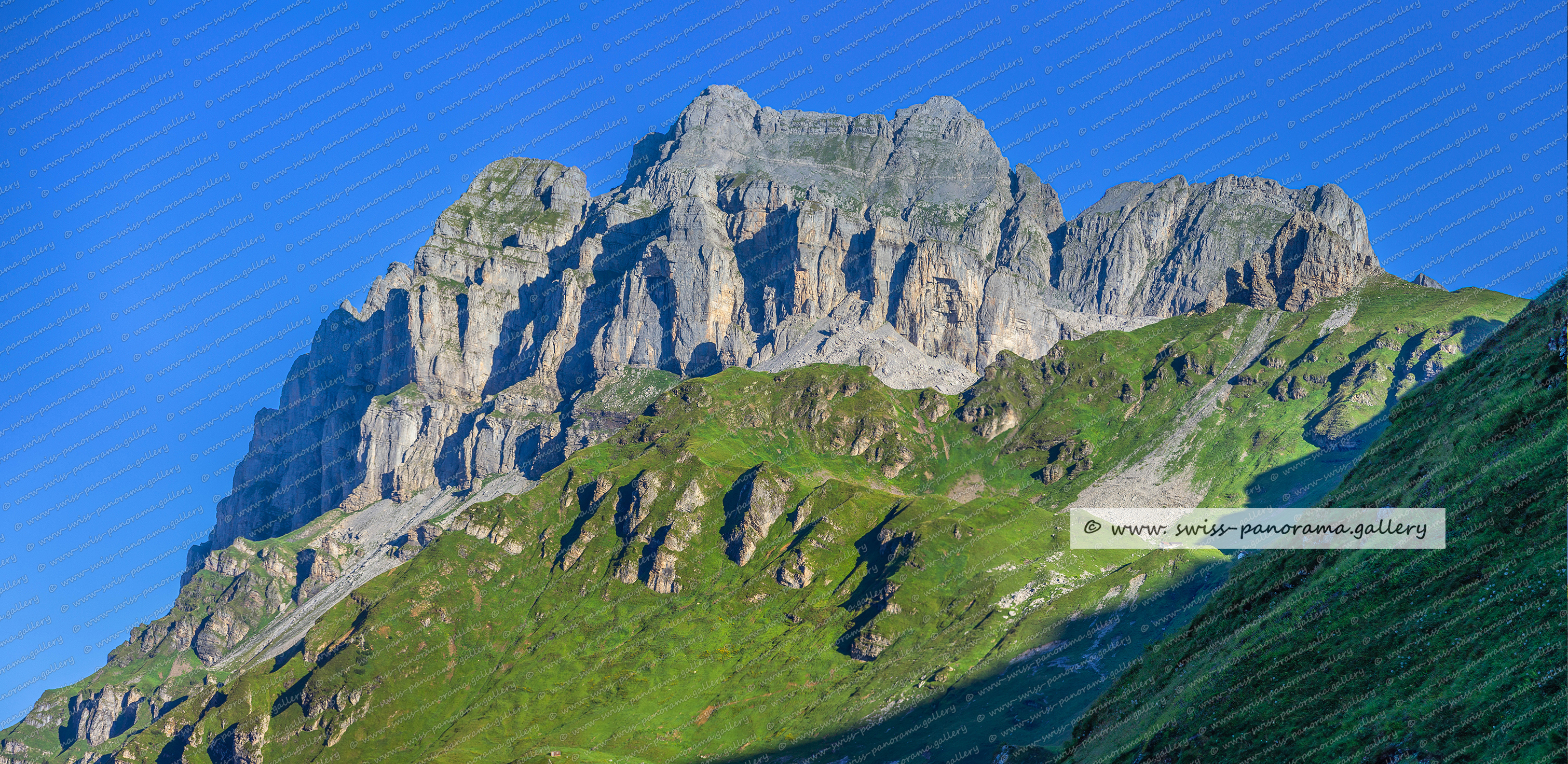 Beschriftetes Alpenpanorama von der Schächentaler Windgällen, mountain panorama from Switzerland, Swiss Alps