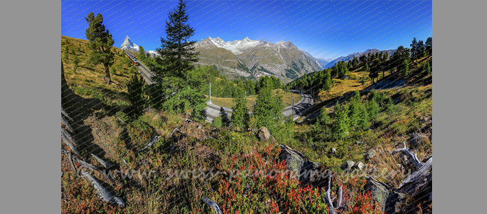 Zermatt Gordergratbahn Riffelalp Matterhorn Schweizer Alpenpanorama